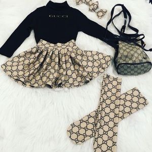 Skirt , socks , and shirt